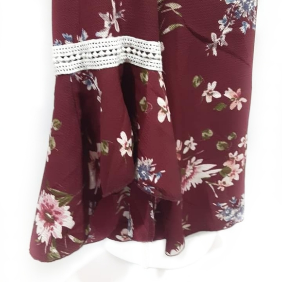 Love Crazy Red Floral Boho Bell Sleeve Blouse - Picture 3 of 4